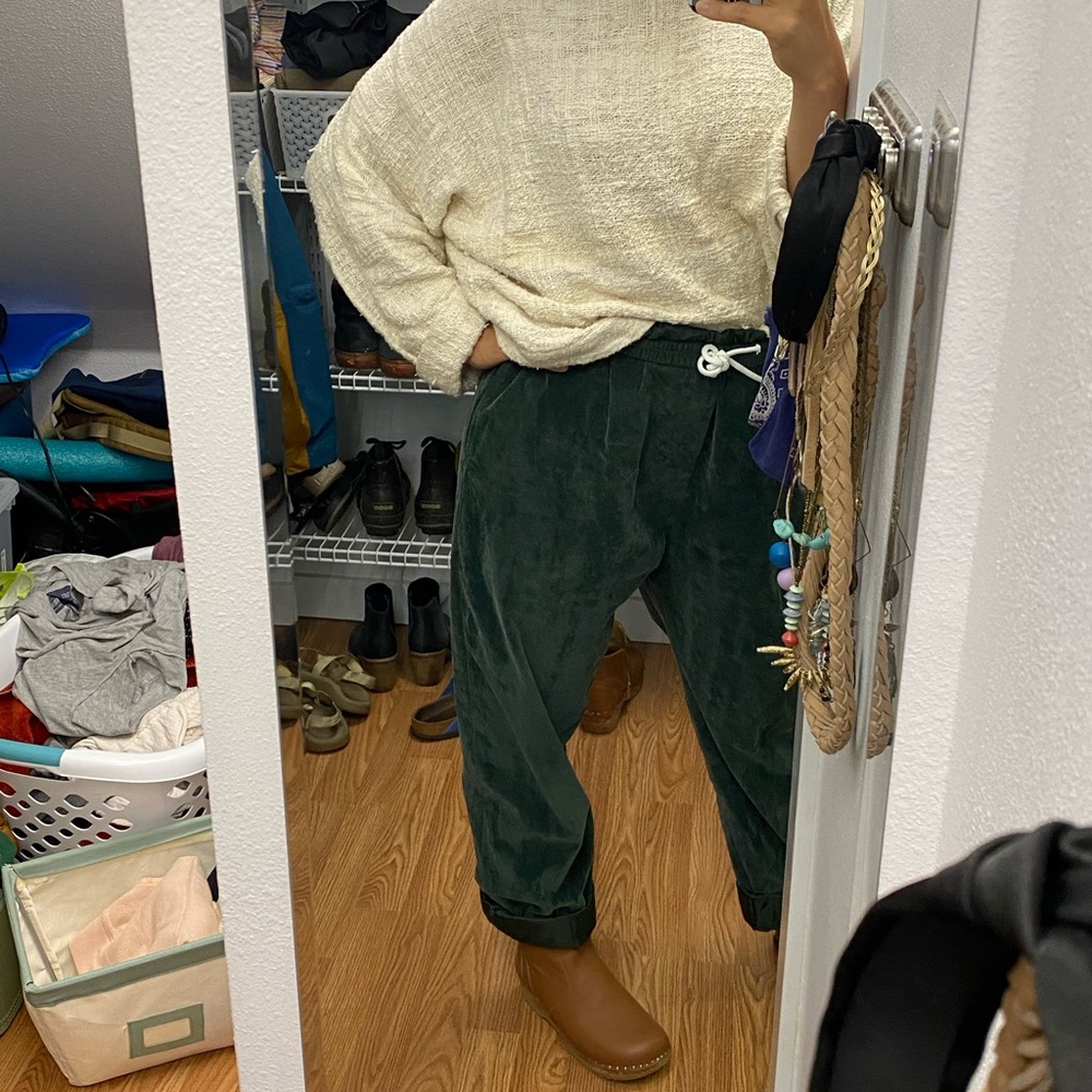 Green Velvet Joggers - Picture 3 of 9